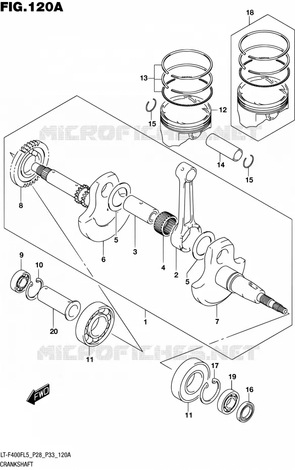 CRANKSHAFT Suzuki QUAD 400 KINGQUAD 2015  LT-F400F L5/LT-F400FZ L5 (P03,P28,P33)
