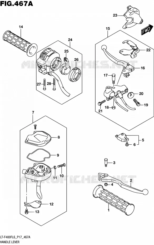 HANDGRIPS - LEVERS  Suzuki QUAD 400 KINGQUAD 2016  LT-F400F L6 (P17)