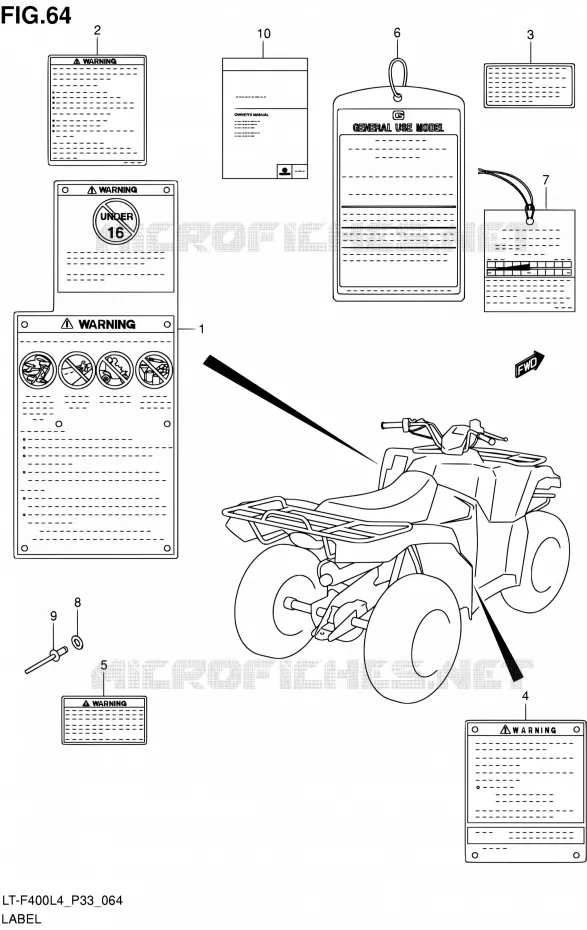 LABEL (LT-F400ZL4 P33) Suzuki QUAD 400 KINGQUAD 2014  LT-F400 L4/LT-F400Z L4 (P03,P28,P33)