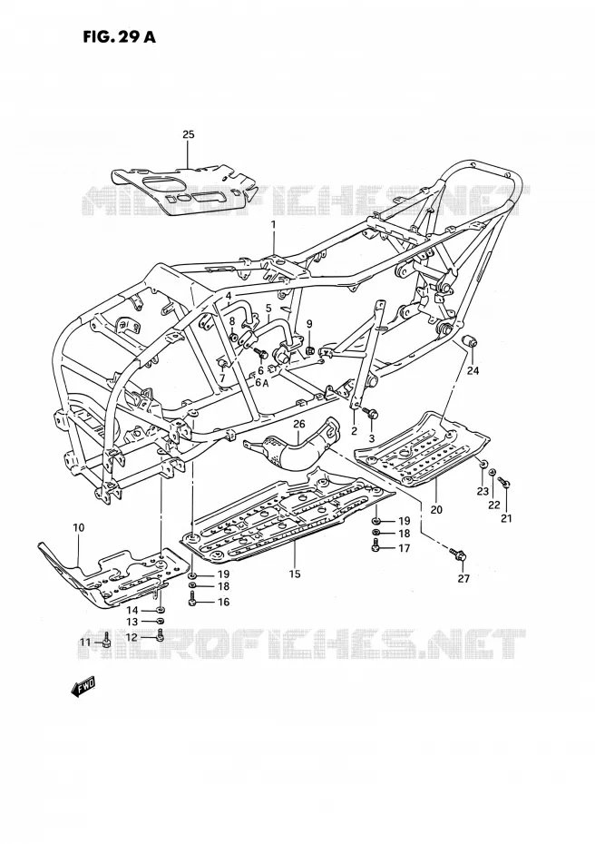 FRAME (MODELE L/M/N/P/R/S) Suzuki QUAD 250 KINGQUAD 1995  LT-F4WD S (E02,E17,E24)