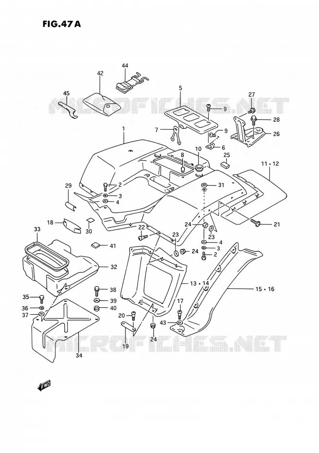 REAR FENDER (MODELE M/N/P/R/S) Suzuki QUAD 250 KINGQUAD 1995  LT-F4WD S (E02,E17,E24)