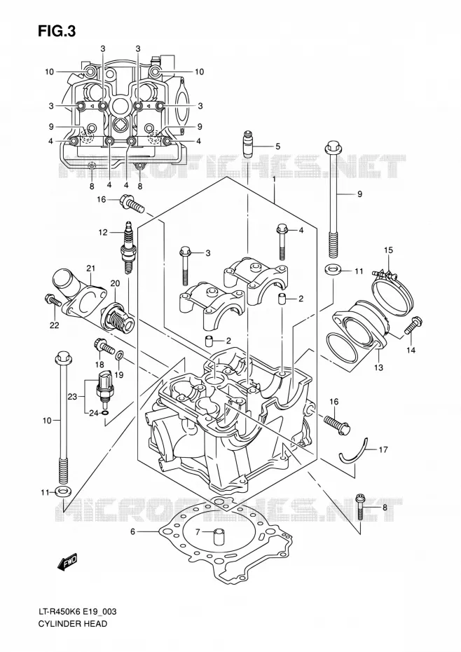 CYLINDER HEAD Suzuki QUAD 450 QUADRACER 2010  LT-R450 L0/LT-R450Z L0 (E19)