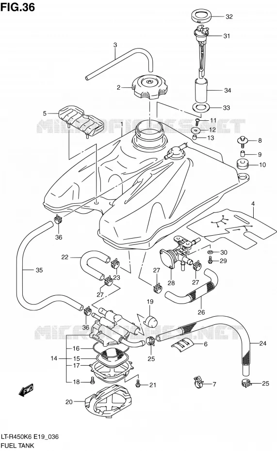 FUEL TANK Suzuki QUAD 450 QUADRACER 2010  LT-R450 L0/LT-R450Z L0 (E19)