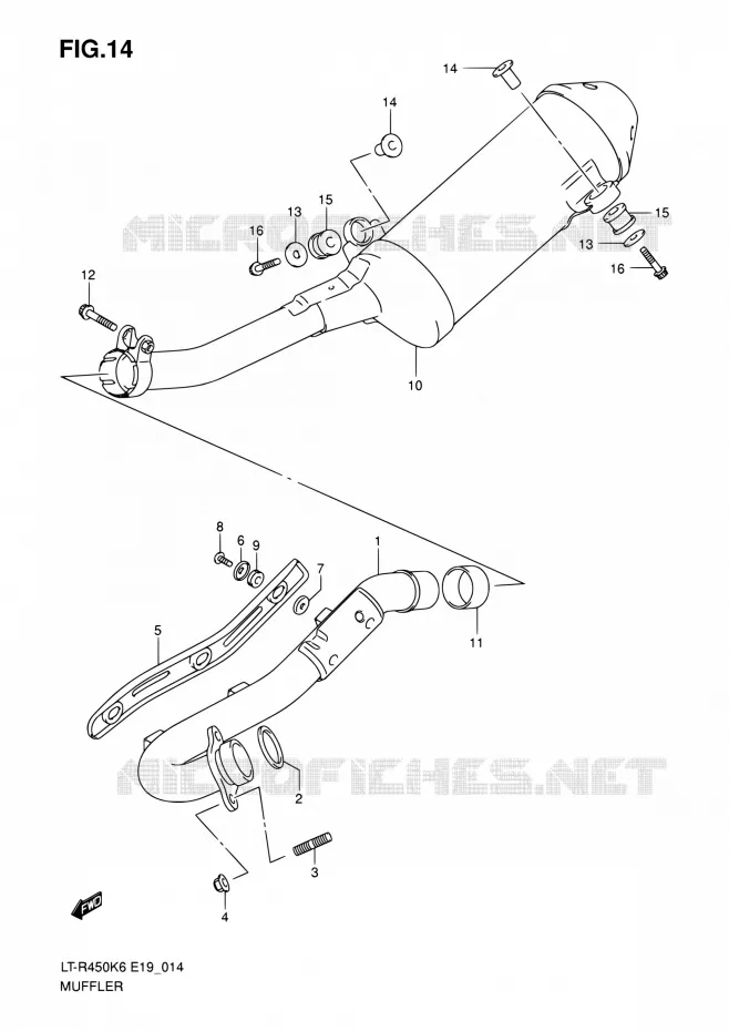 MUFFLER Suzuki QUAD 450 QUADRACER 2010  LT-R450 L0/LT-R450Z L0 (E19)