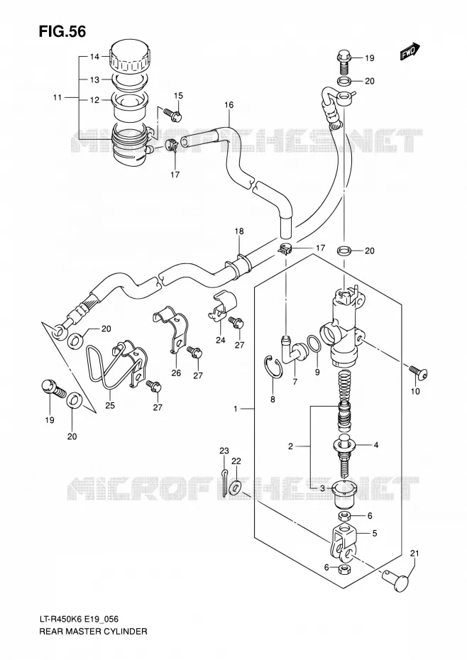 REAR MASTER CYLINDER Suzuki QUAD 450 QUADRACER 2010  LT-R450 L0/LT-R450Z L0 (E19)