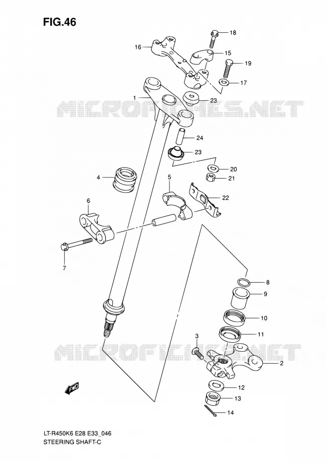 STEERING COLUMN Suzuki QUAD 450 QUADRACER 2010  LT-R450 L0/LT-R450Z L0 (E28,E33)