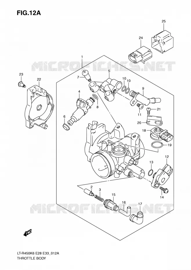 THROTTLE BODY (MODEL K9/L0) Suzuki QUAD 450 QUADRACER 2010  LT-R450 L0/LT-R450Z L0 (E28,E33)