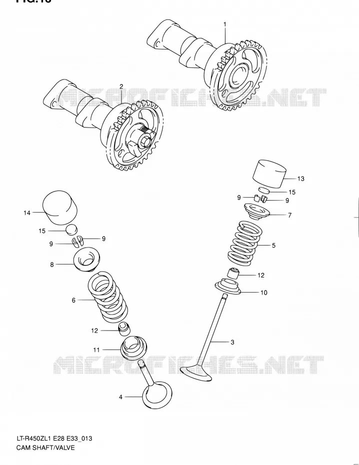 CAMSHAFT - VALVES Suzuki QUAD 450 QUADRACER 2011  LT-R450 L1/LT-R450Z L1 (E03,E28,E33)