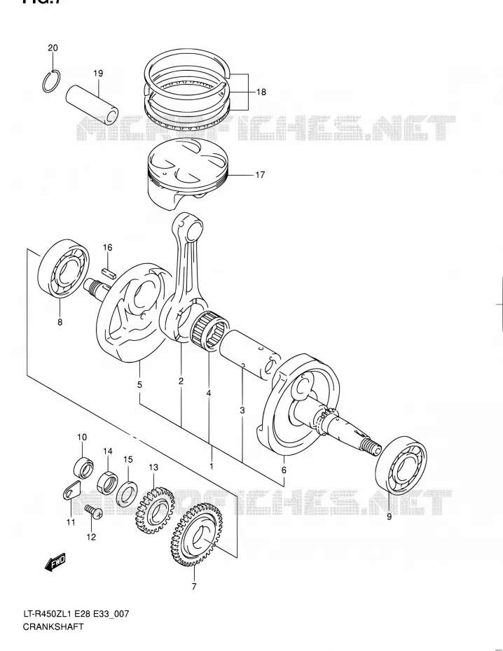 CRANKSHAFT Suzuki QUAD 450 QUADRACER 2011  LT-R450 L1/LT-R450Z L1 (E03,E28,E33)