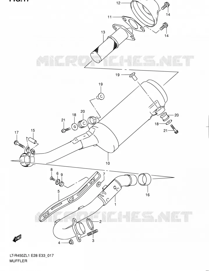 MUFFLER Suzuki QUAD 450 QUADRACER 2011  LT-R450 L1/LT-R450Z L1 (E03,E28,E33)