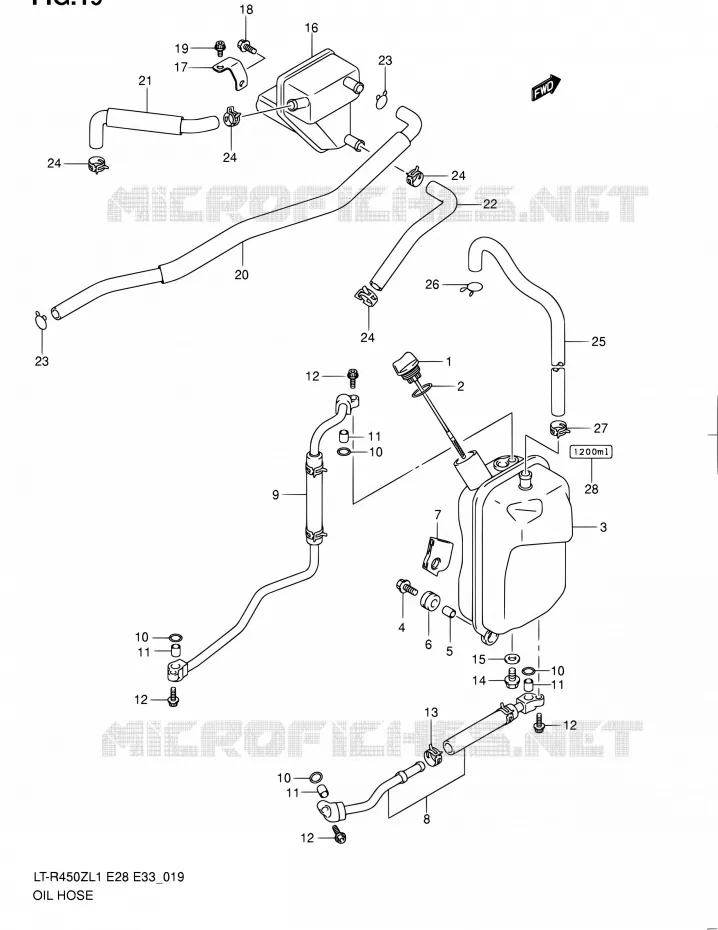 OIL HOSE Suzuki QUAD 450 QUADRACER 2011  LT-R450 L1/LT-R450Z L1 (E03,E28,E33)