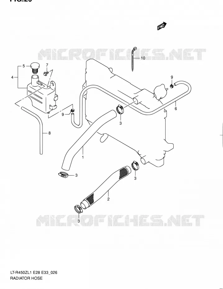 RADIATOR HOSE Suzuki QUAD 450 QUADRACER 2011  LT-R450 L1/LT-R450Z L1 (E03,E28,E33)