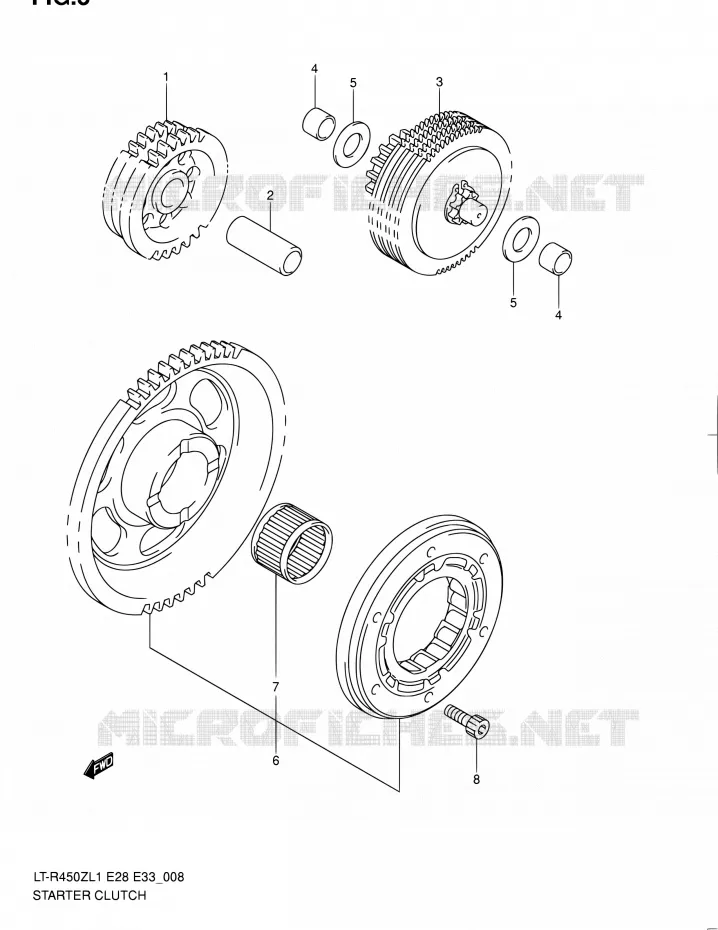 STARTER MOTOR CLUTCH Suzuki QUAD 450 QUADRACER 2011  LT-R450 L1/LT-R450Z L1 (E03,E28,E33)
