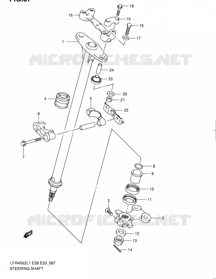 STEERING COLUMN Suzuki QUAD 450 QUADRACER 2011  LT-R450 L1/LT-R450Z L1 (E03,E28,E33)