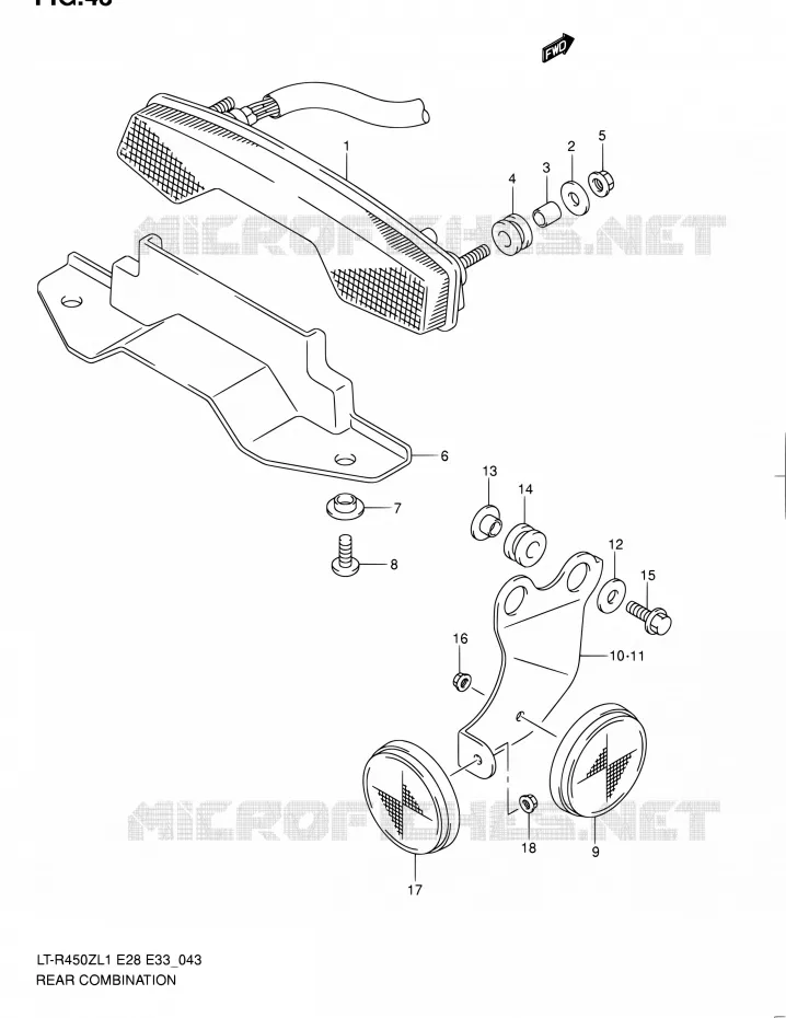 TAIL LIGHT ASSY (LT-R450L1 E28) Suzuki QUAD 450 QUADRACER 2011  LT-R450 L1/LT-R450Z L1 (E03,E28,E33)