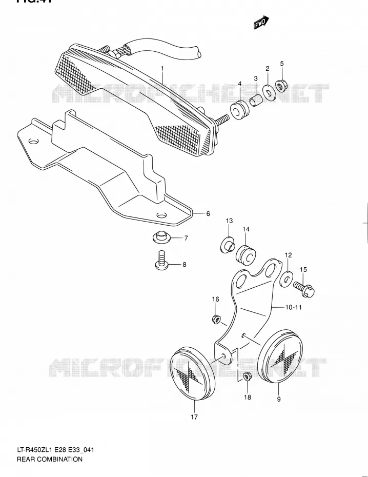 TAIL LIGHT ASSY (LT-R450ZL1 E28) Suzuki QUAD 450 QUADRACER 2011  LT-R450 L1/LT-R450Z L1 (E03,E28,E33)