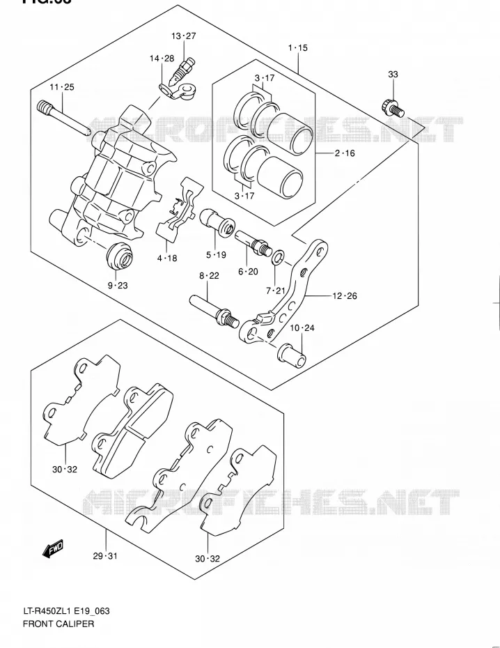 FRONT CALIPER Suzuki QUAD 450 QUADRACER 2011  LT-R450 L1/LT-R450Z L1 (E19)