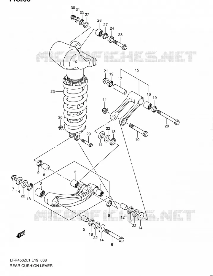 SHOCK ABSORBER LINKAGE (LT-R450ZL1 E19) Suzuki QUAD 450 QUADRACER 2011  LT-R450 L1/LT-R450Z L1 (E19)