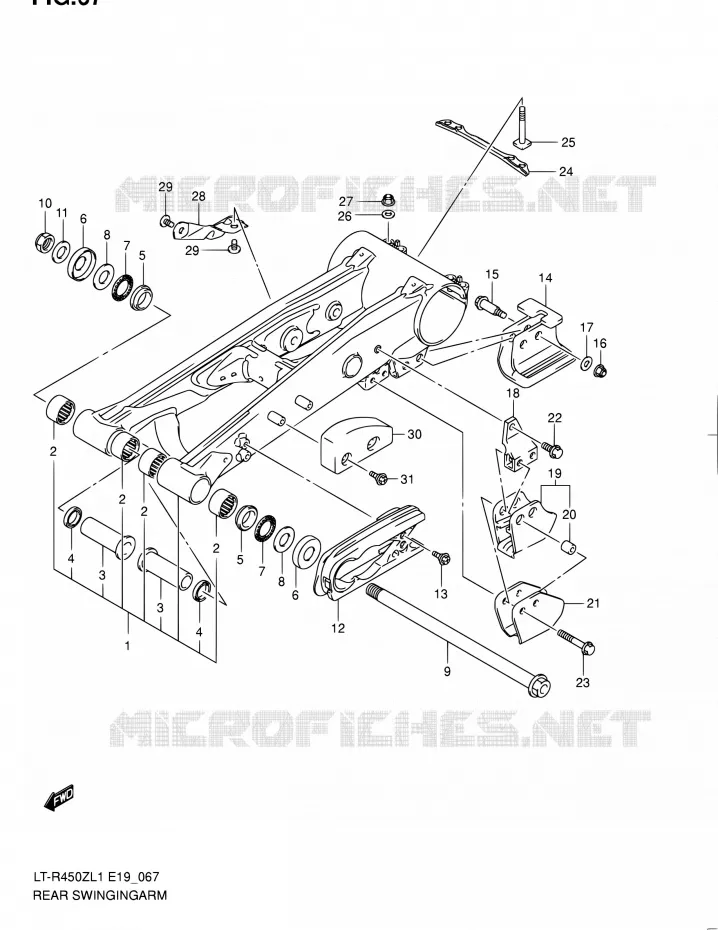 SWINGARM (LT-R450L1 E19) Suzuki QUAD 450 QUADRACER 2011  LT-R450 L1/LT-R450Z L1 (E19)