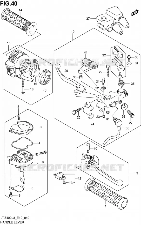 HANDGRIPS - LEVERS  Suzuki QUAD 400 QUADSPORT 2013  LT-Z400 L3 (E19)