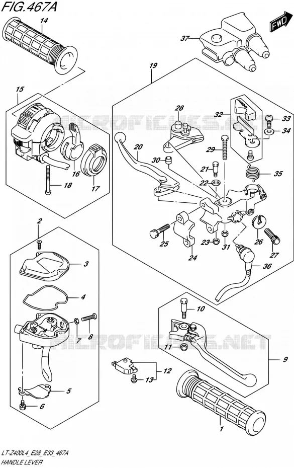 HANDGRIPS - LEVERS  Suzuki QUAD 400 QUADSPORT 2014  LT-Z400 L4