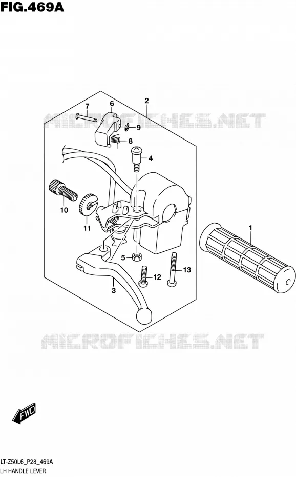 LEFT LEVER - HANDGRIP Suzuki QUAD 50 QUADSPORT 2016  LT-Z50 L6 (P03,P28,P33)