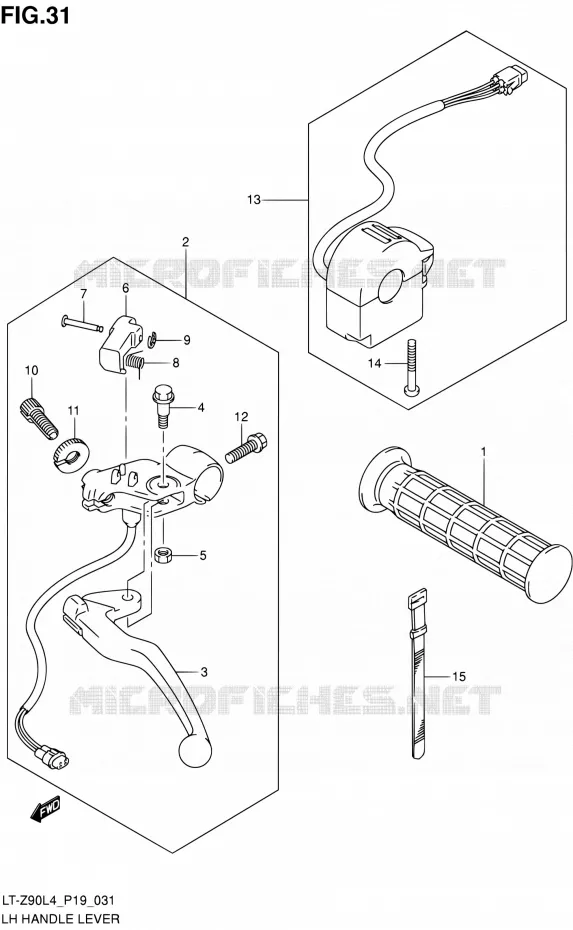 LEFT LEVER - HANDGRIP Suzuki QUAD 90 QUADSPORT 2014  LT-Z90 L4 (P19)