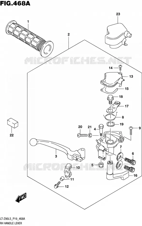 RIGHT HANDGRIPS - LEVERS  Suzuki QUAD 90 QUADSPORT 2015  LT-Z90 L5 (P19)