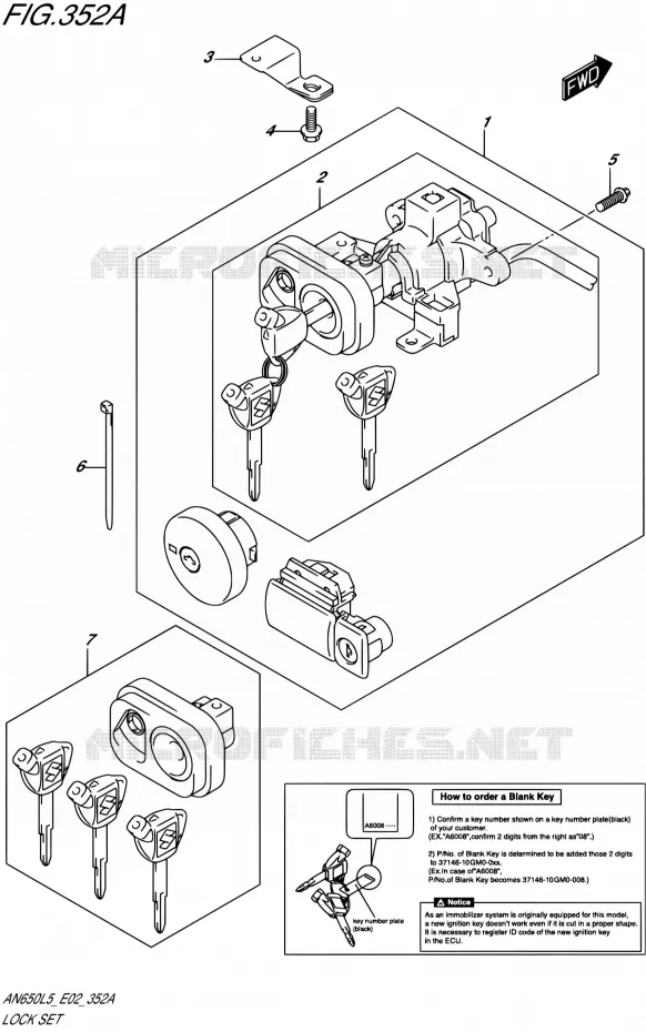LOCK SET Suzuki SCOOTER 650 BURGMAN 2015  AN650Z L5 (E19)