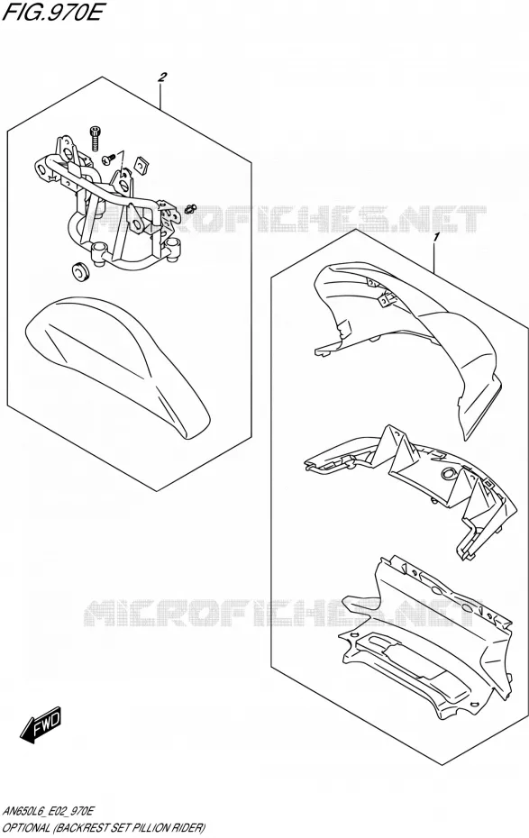 OPTIONS (BACKREST SET PILLION RIDER) (AN650L6 E19) Suzuki SCOOTER 650 BURGMAN 2016  AN650Z L6 (E02)