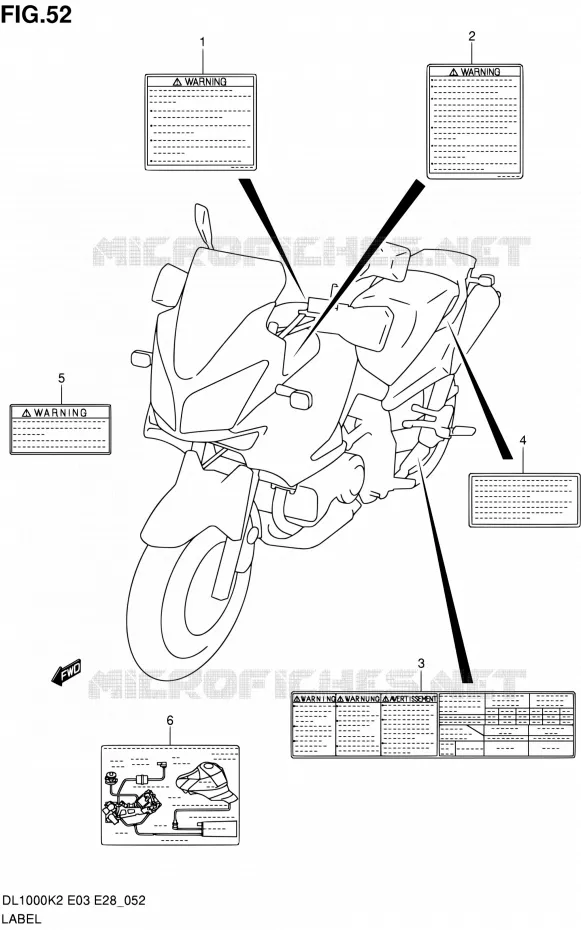 LABEL Suzuki MOTO 1000 V-STROM 2003  DL1000 K3 (E03,E28,E33)