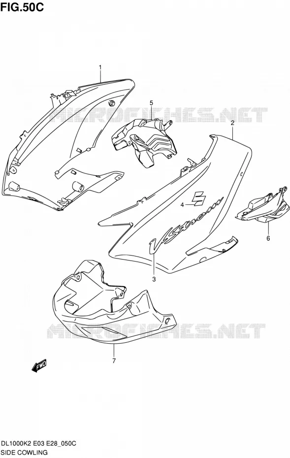 SIDE FAIRING (MODELE K6) Suzuki MOTO 1000 V-STROM 2003  DL1000 K3 (E03,E28,E33)