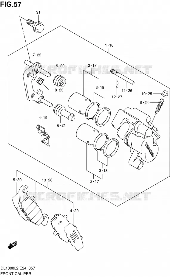 FRONT CALIPER Suzuki MOTO 1000 V-STROM 2012  DL1000 L2 (E24)
