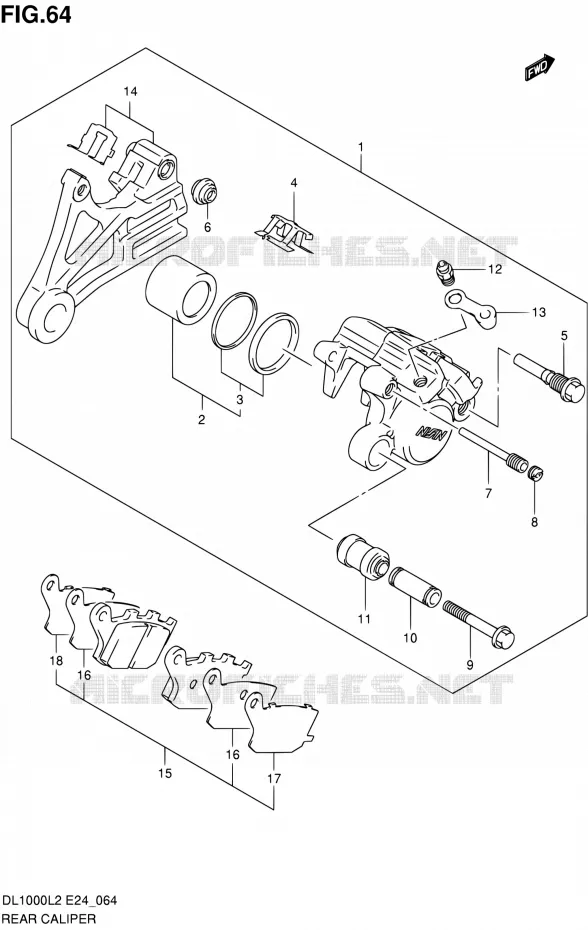 REAR CALIPER Suzuki MOTO 1000 V-STROM 2012  DL1000 L2 (E24)