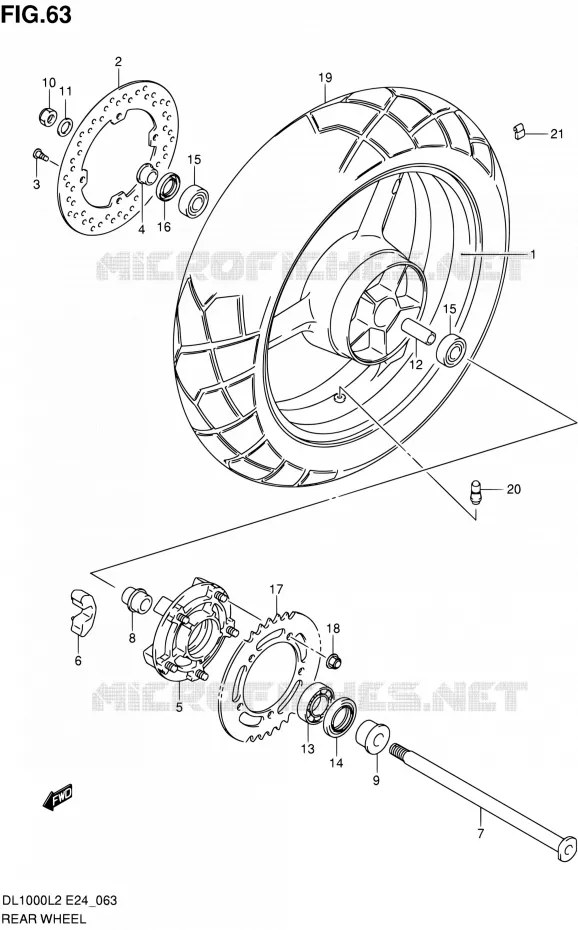 REAR WHEEL Suzuki MOTO 1000 V-STROM 2012  DL1000 L2 (E24)