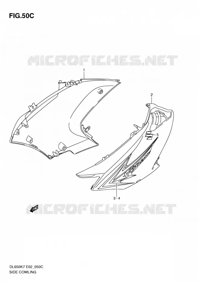 SIDE FAIRING (MODEL L0) Suzuki MOTO 650 V-STROM 2010  DL650A L0 (E02,E19,E24)