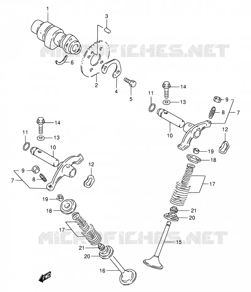 CAMSHAFT - VALVES Suzuki MOTO 200 DR 2003  DR200SE K3 (E06,E24)