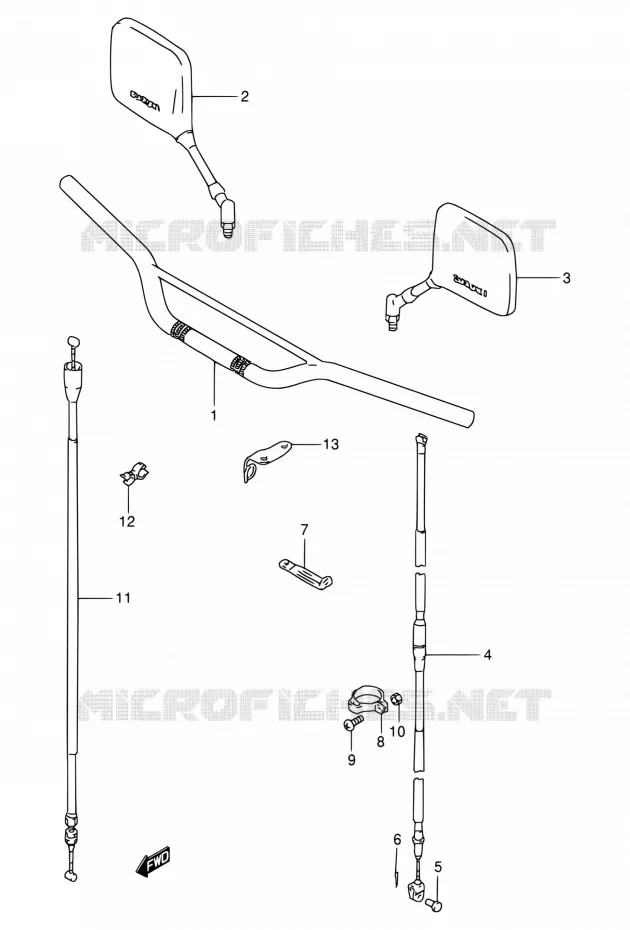 HANDLEBAR (MODEL K1/MODEL K2 P09) Suzuki MOTO 200 DR 2003  DR200SE K3 (E06,E24)