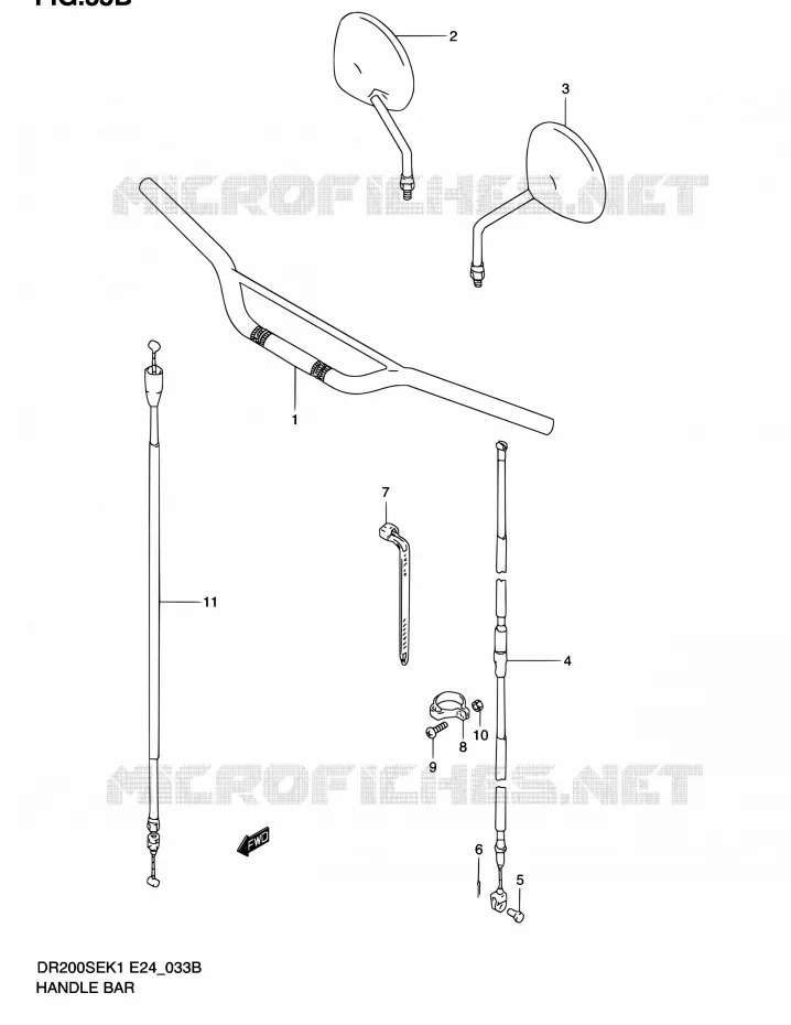 HANDLEBAR (MODEL K2/K3/K4/K5 E06) Suzuki MOTO 200 DR 2003  DR200SE K3 (E06,E24)