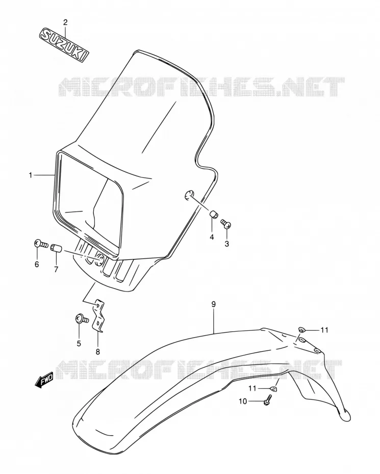 HEADLIGHT FAIRING (MODEL K1,MODEL K2 P09) Suzuki MOTO 200 DR 2003  DR200SE K3 (E06,E24)
