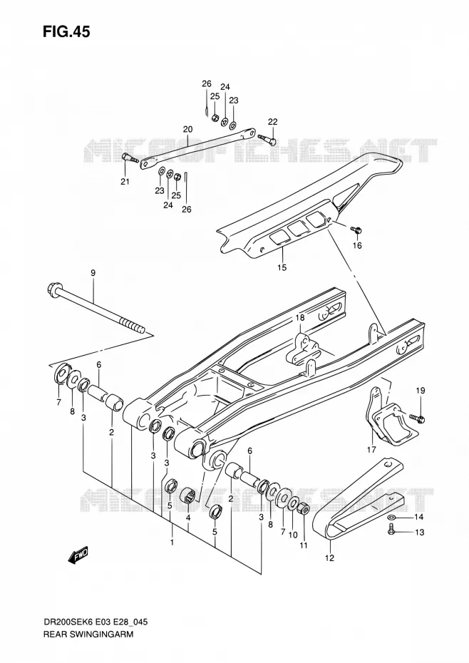 SWINGARM Suzuki MOTO 200 DR 2010  DR200SE L0 (E03,E28,E33)