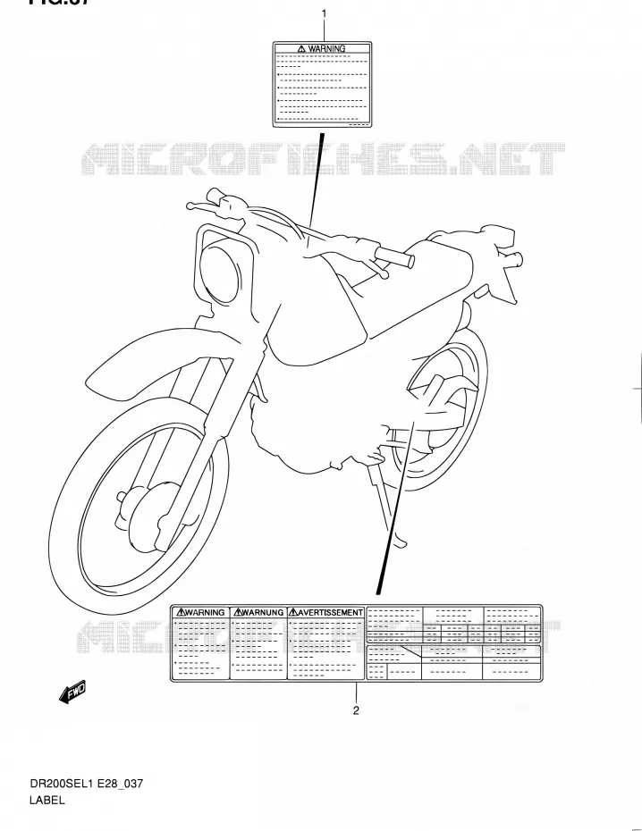 LABEL Suzuki MOTO 200 DR 2011  DR200SE L1 (E03,E28,E33)