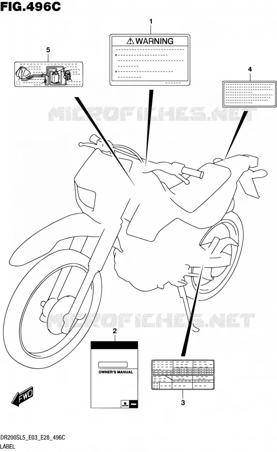 LABEL (DR200SL5 E33) Suzuki MOTO 200 DR 2015  DR200S L5 (E03,E28,E33)