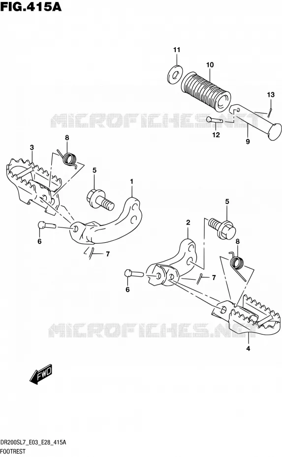 FOOTREST Suzuki MOTO 200 DR 2017  DR200S L7 (E03,E28,E33)