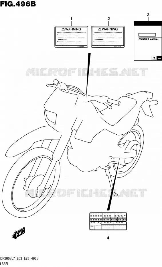 LABEL (DR200SL7 E28) Suzuki MOTO 200 DR 2017  DR200S L7 (E03,E28,E33)