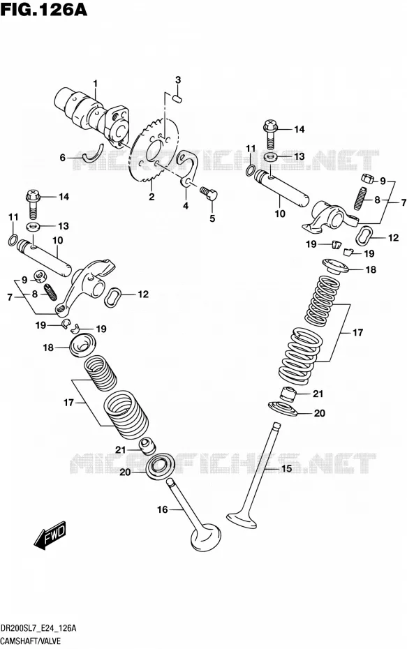 CAMSHAFT - VALVES Suzuki MOTO 200 DR 2017  DR200S L7 (E24)
