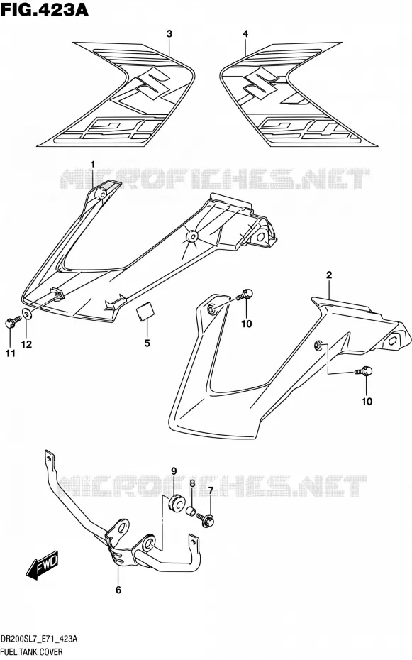 FUEL TANK - COVERS (019) Suzuki MOTO 200 DR 2017  DR200S L7 (E71)