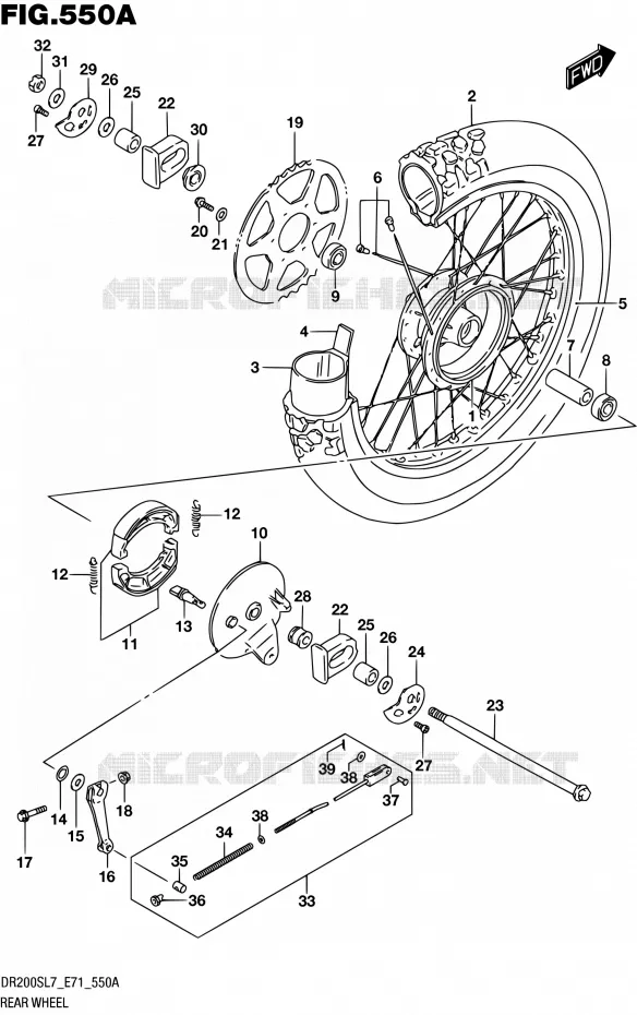 REAR WHEEL Suzuki MOTO 200 DR 2017  DR200S L7 (E71)