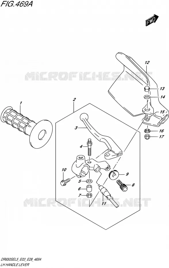 LEFT LEVER - HANDGRIP Suzuki MOTO 650 DR 2015  DR650SE L5 (E03,E28,E33)