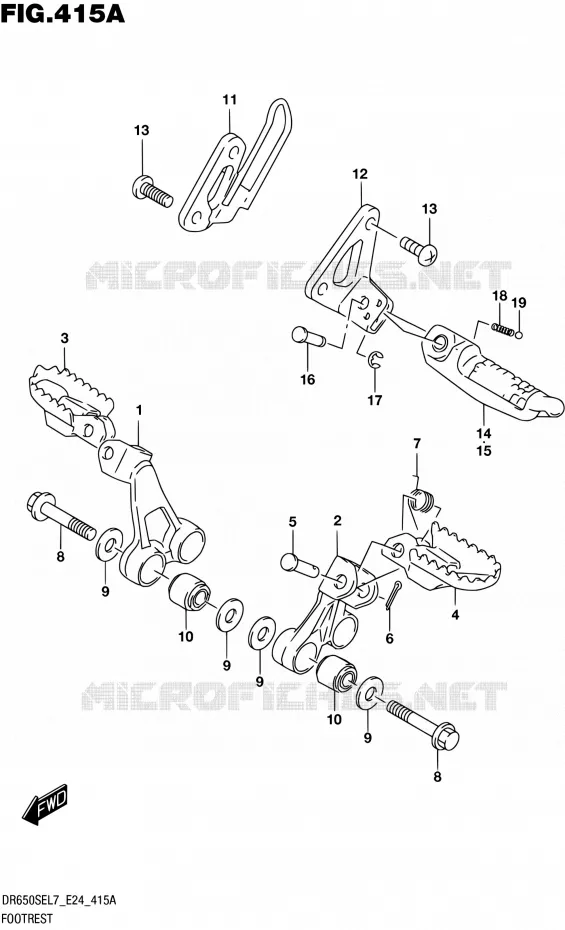 FOOTREST Suzuki MOTO 650 DR 2017  DR650SE L7 (E24)